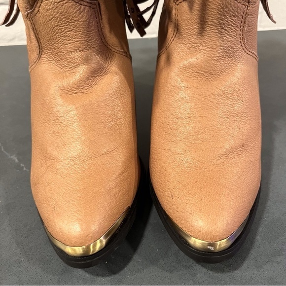 NWT Santa Fe Boot sz 8 tan leather fringed bling cowgirl boots - Picture 10 of 16